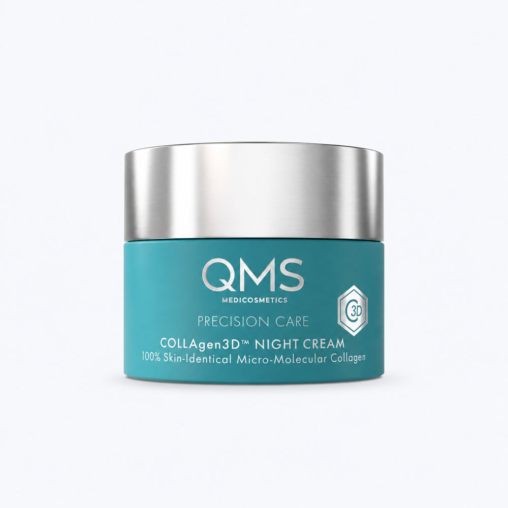 QMS Precision Care COLLAgen3D Night Cream ondersteunt nachtelijke huidvernieuwing voor een gladdere, soepelere en frisse uitstraling.