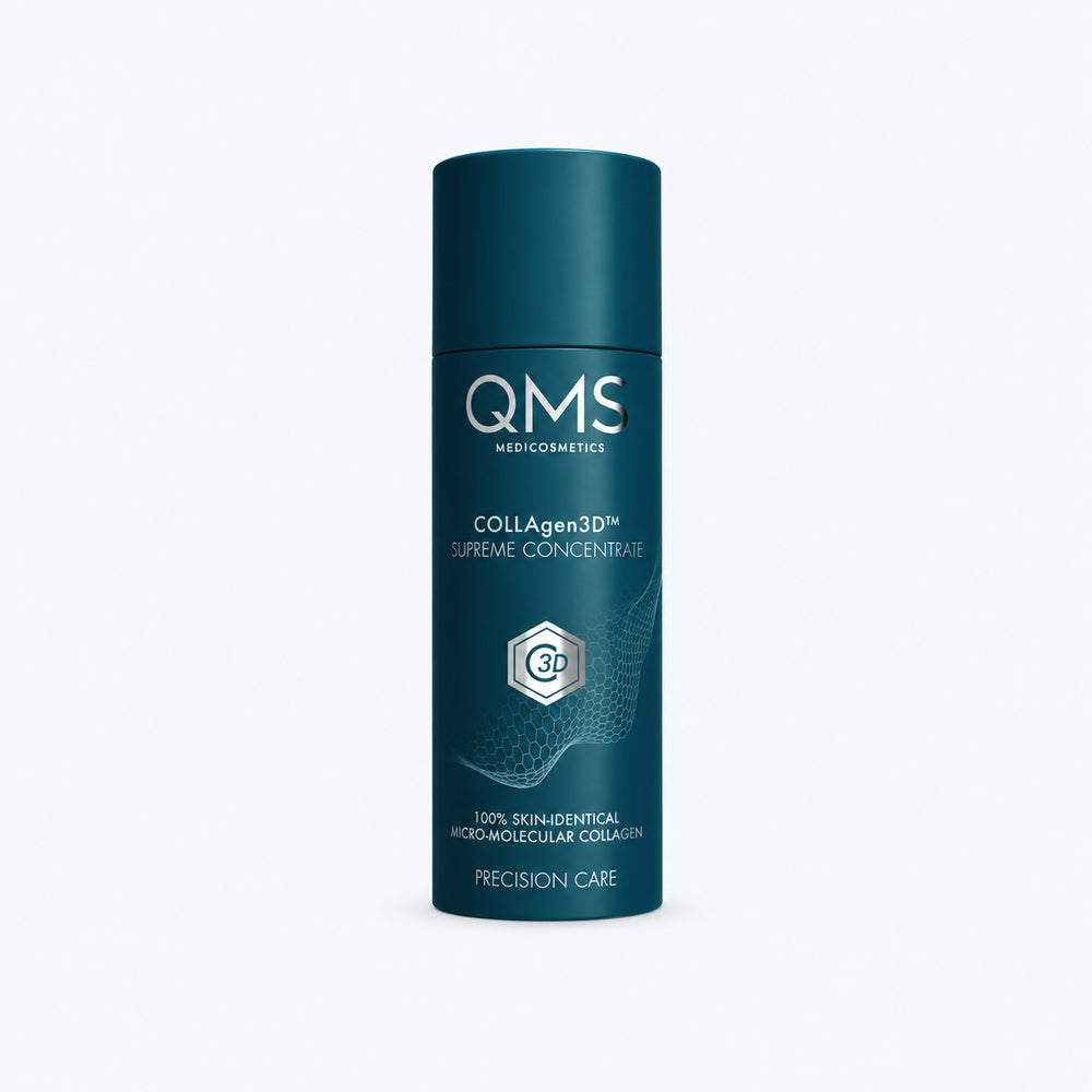 QMS Precision Care COLLAgen3D Supreme Concentrate ondersteunt de stevigheid en elasticiteit voor een veerkrachtiger ogende huid.