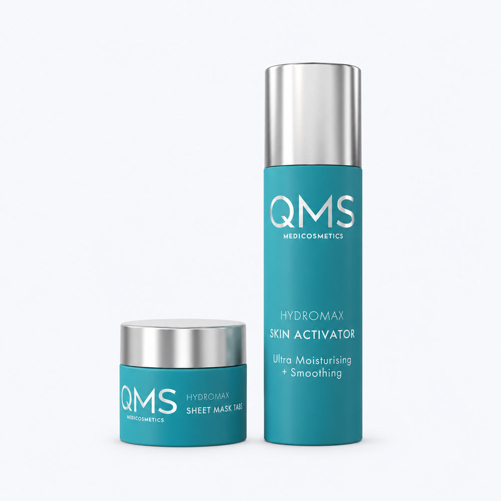 QMS Hydromax Skin Activator &amp; Sheet Mask voor intensieve hydratatie en een frisse, soepel aanvoelende huid.